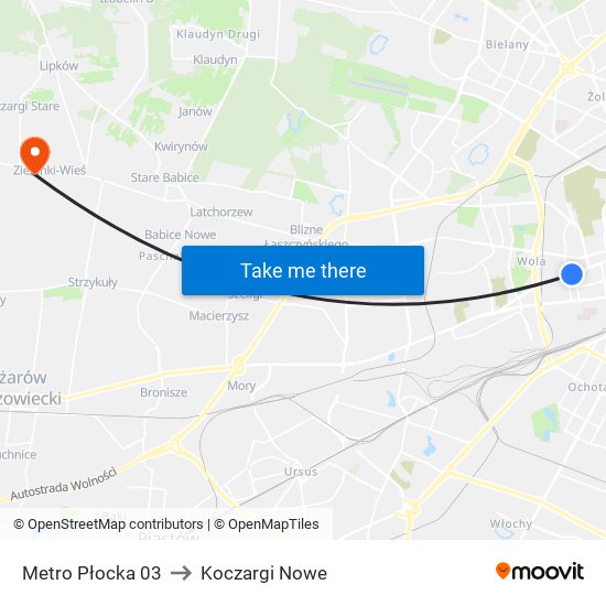 Metro Płocka 03 to Koczargi Nowe map