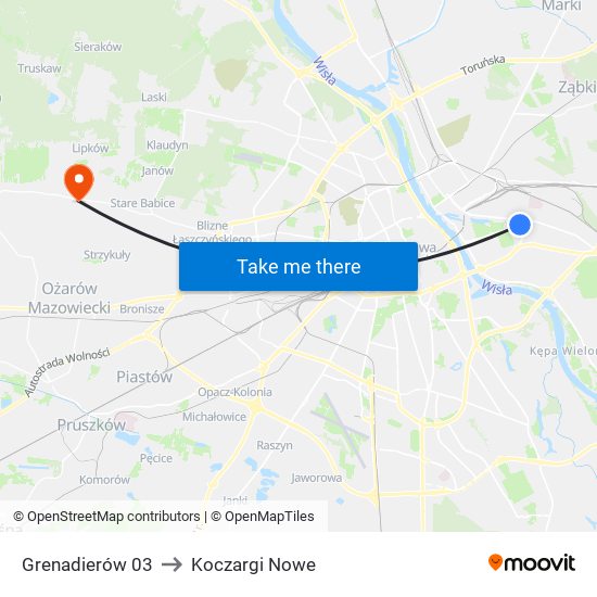 Grenadierów to Koczargi Nowe map