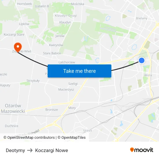 Deotymy to Koczargi Nowe map