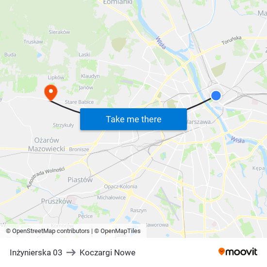 Inżynierska 03 to Koczargi Nowe map