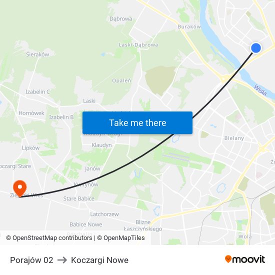 Porajów to Koczargi Nowe map