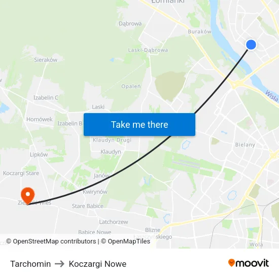 Tarchomin to Koczargi Nowe map