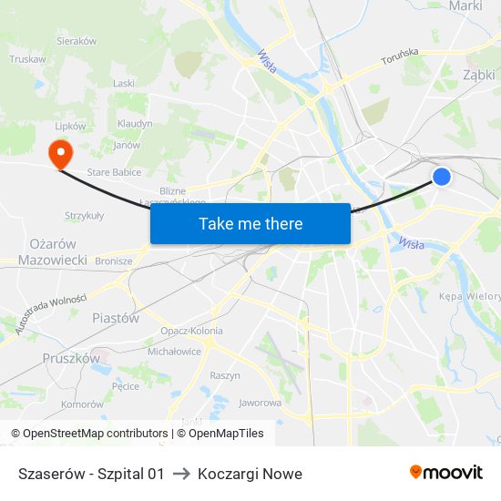 Szaserów - Szpital 01 to Koczargi Nowe map