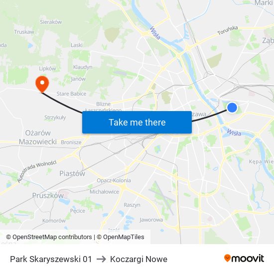 Park Skaryszewski 01 to Koczargi Nowe map