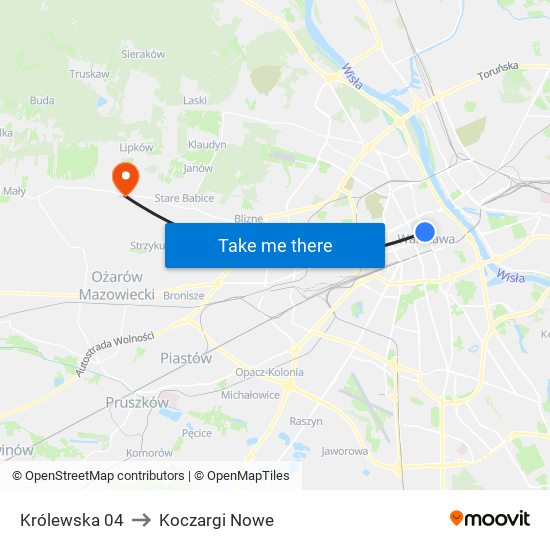 Królewska 04 to Koczargi Nowe map