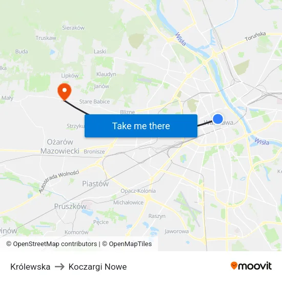 Królewska to Koczargi Nowe map