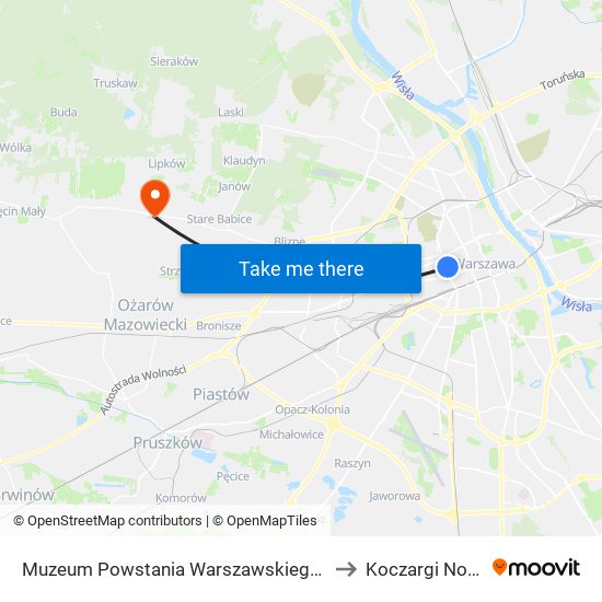 Muzeum Powstania Warszawskiego 02 to Koczargi Nowe map