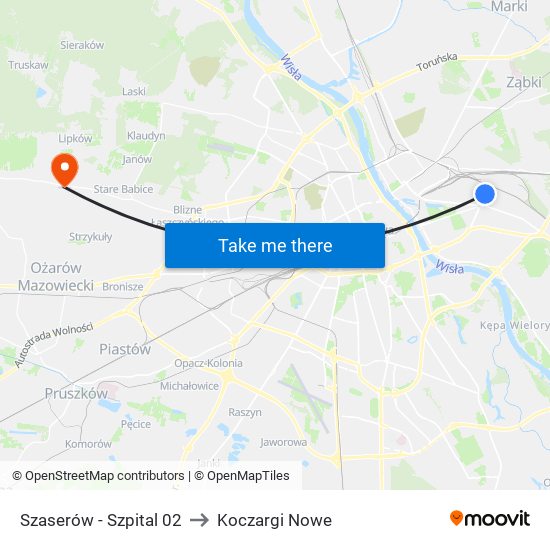 Szaserów - Szpital 02 to Koczargi Nowe map