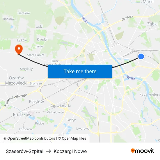 Szaserów - Szpital to Koczargi Nowe map