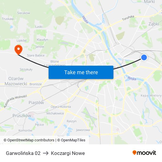 Garwolińska 02 to Koczargi Nowe map