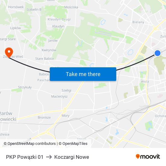 PKP Powązki 01 to Koczargi Nowe map