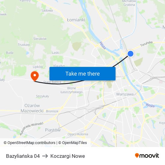 Bazyliańska 04 to Koczargi Nowe map