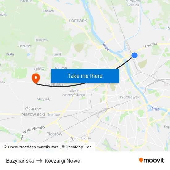 Bazyliańska to Koczargi Nowe map