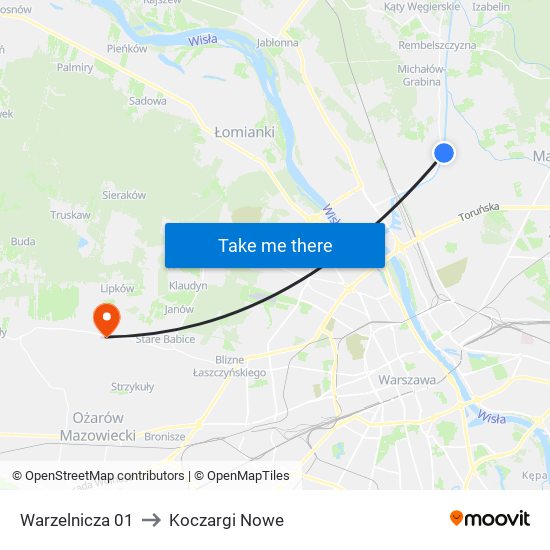 Warzelnicza 01 to Koczargi Nowe map