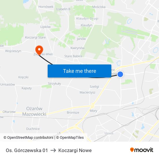 Os. Górczewska 01 to Koczargi Nowe map