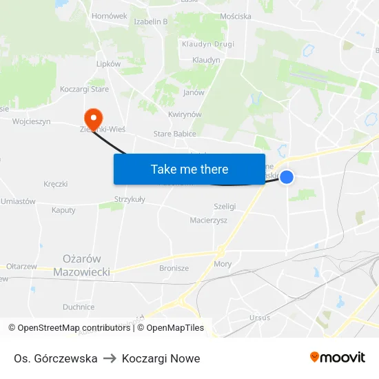 Os. Górczewska to Koczargi Nowe map