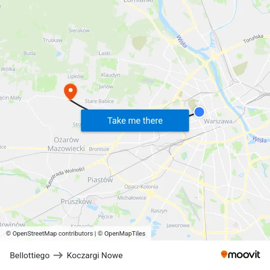 Bellottiego to Koczargi Nowe map