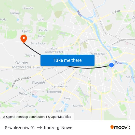 Szwoleżerów to Koczargi Nowe map