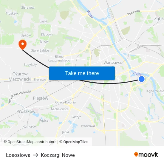 Łososiowa to Koczargi Nowe map