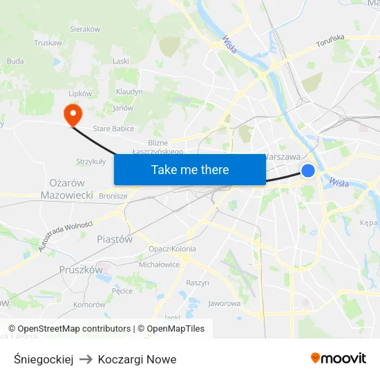 Śniegockiej to Koczargi Nowe map