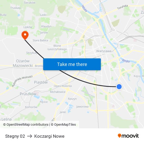 Stegny 02 to Koczargi Nowe map