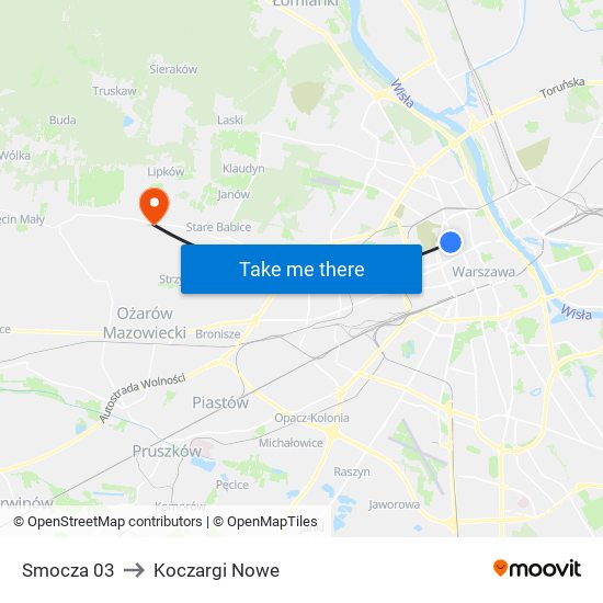 Smocza to Koczargi Nowe map