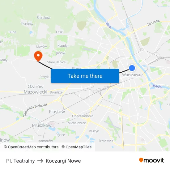 Pl. Teatralny to Koczargi Nowe map