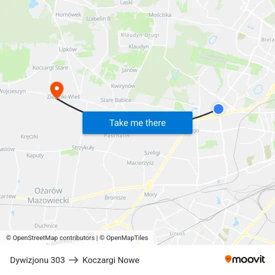Dywizjonu 303 to Koczargi Nowe map