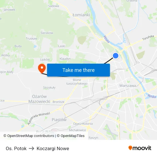 Os. Potok to Koczargi Nowe map