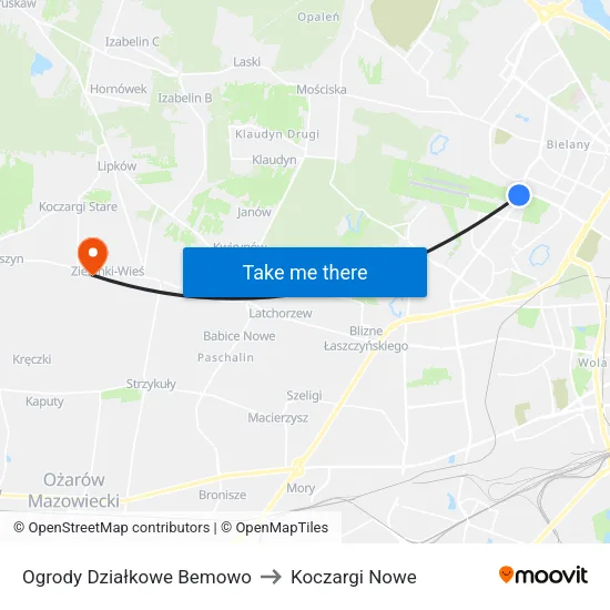 Ogrody Działkowe Bemowo to Koczargi Nowe map