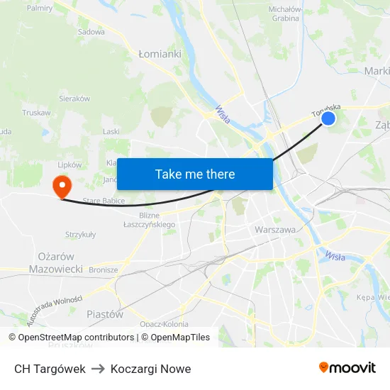 CH Targówek to Koczargi Nowe map