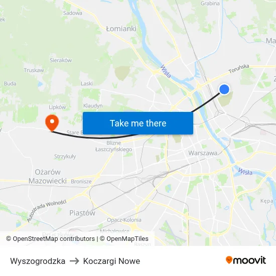 Wyszogrodzka to Koczargi Nowe map