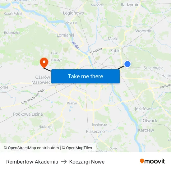 Rembertów - Akademia to Koczargi Nowe map