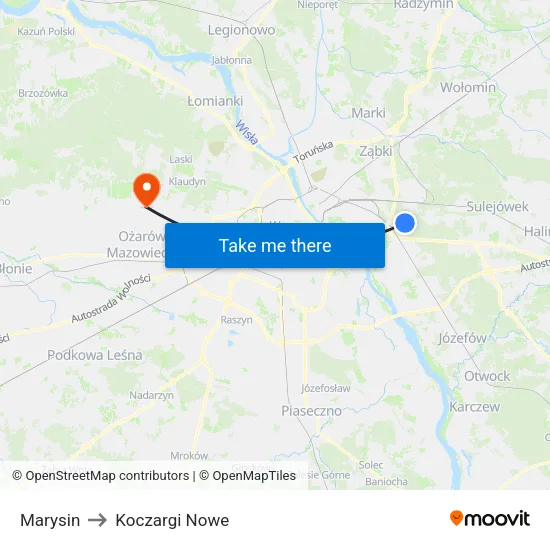 Marysin to Koczargi Nowe map