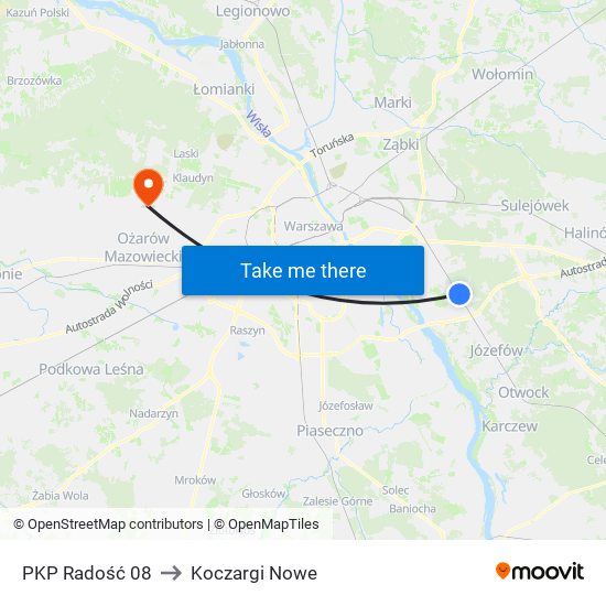 PKP Radość to Koczargi Nowe map