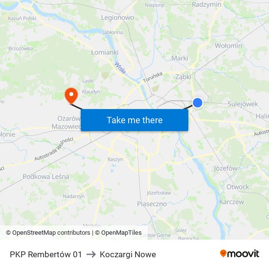 PKP Rembertów 01 to Koczargi Nowe map