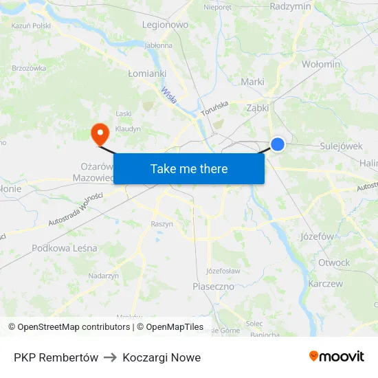 PKP Rembertów to Koczargi Nowe map