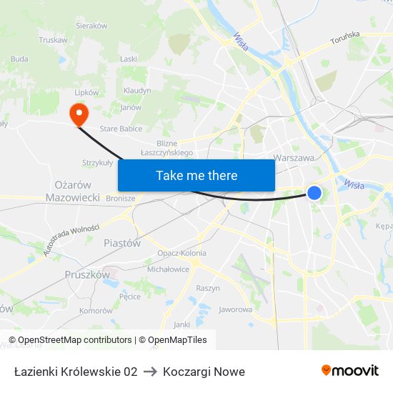 Łazienki Królewskie 02 to Koczargi Nowe map