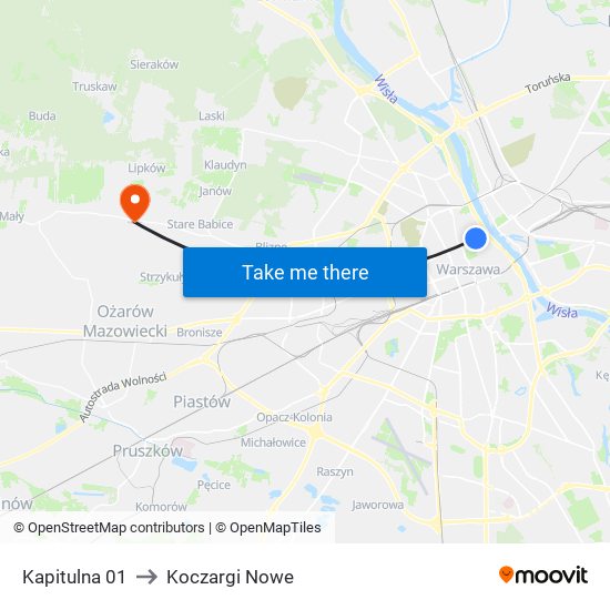 Kapitulna to Koczargi Nowe map