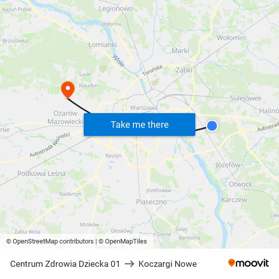 Centrum Zdrowia Dziecka 01 to Koczargi Nowe map