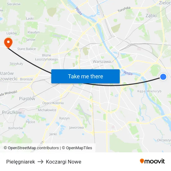 Pielęgniarek to Koczargi Nowe map