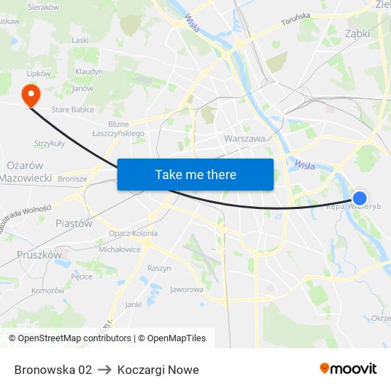 Bronowska 02 to Koczargi Nowe map