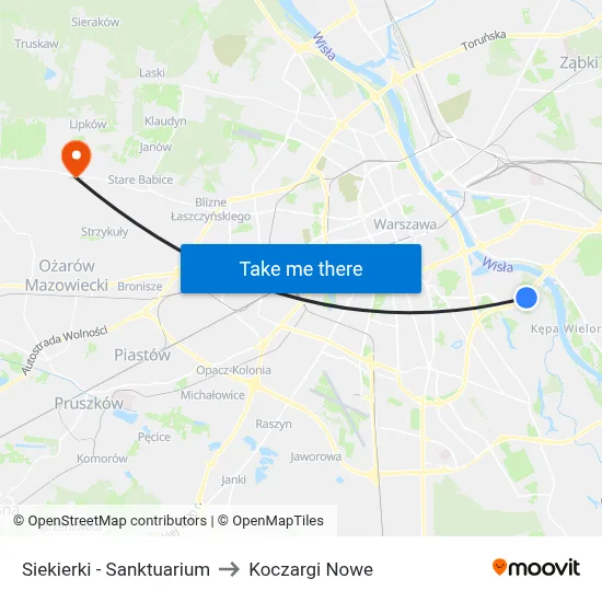 Siekierki - Sanktuarium to Koczargi Nowe map