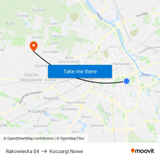 Rakowiecka 04 to Koczargi Nowe map