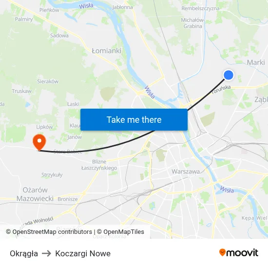 Okrągła to Koczargi Nowe map