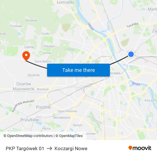 PKP Targówek 01 to Koczargi Nowe map