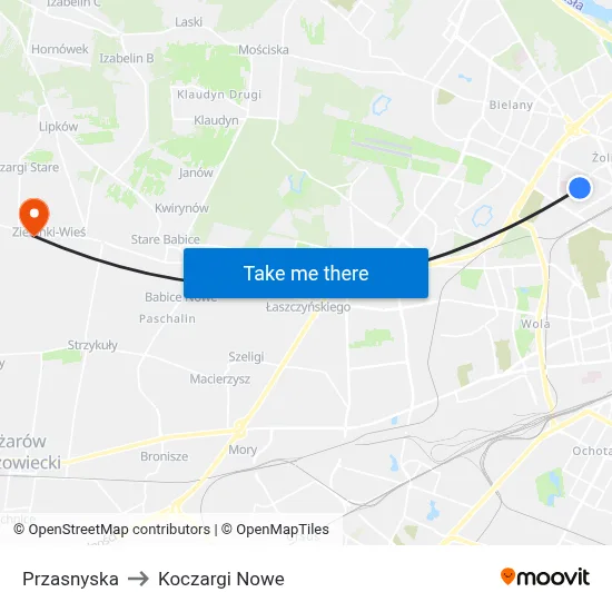 Przasnyska to Koczargi Nowe map
