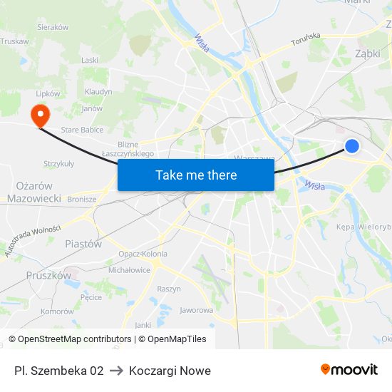 Pl. Szembeka 02 to Koczargi Nowe map