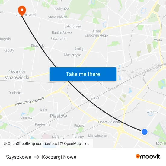 Szyszkowa to Koczargi Nowe map