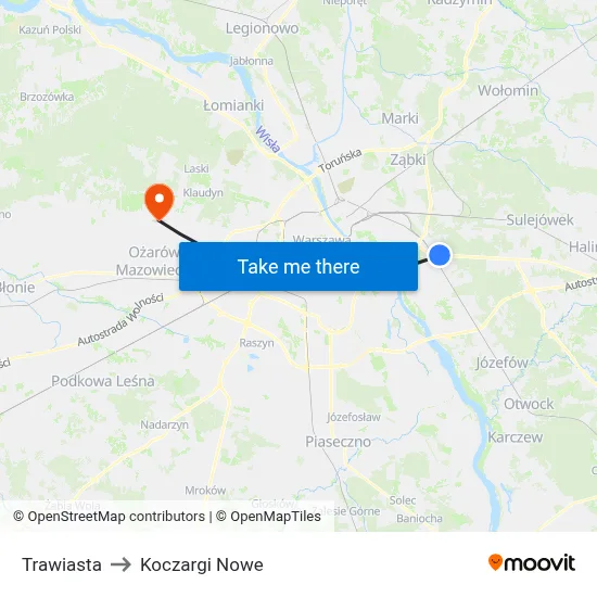 Trawiasta to Koczargi Nowe map